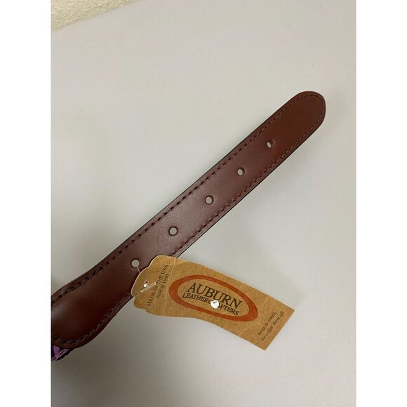 NEW Auburn Leathercrafters Belt size 26 Lavender Lattice Dog Collar Plaid NWT - Picture 5 of 6